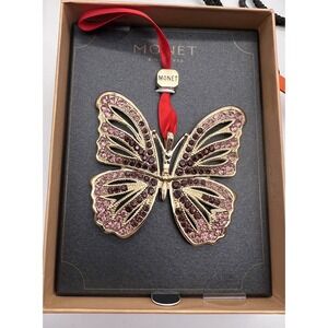 Monet Butterfly Easter Spring Ornament Decor Jewelry Gold Tone Purple Rhinestone